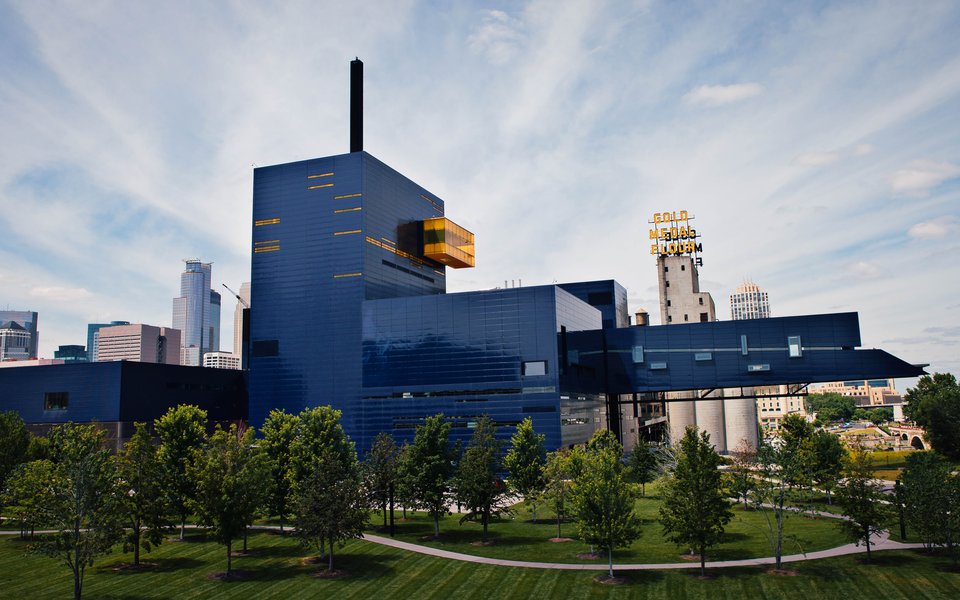 Guthrie Building from Gold Medal Park in the summer time.