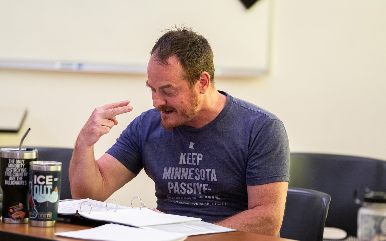 Kyle Ingleman during a rehearsal for North Star (Jayme Halbritter)