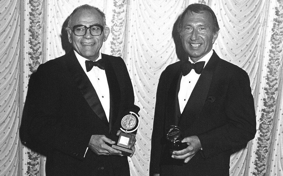 Former Artistic Director Liviu Ciulei and former Managing Director Donald Schoenbaum receive the 1982 Tony Award for the Guthrie’s outstanding contribution to the American theater